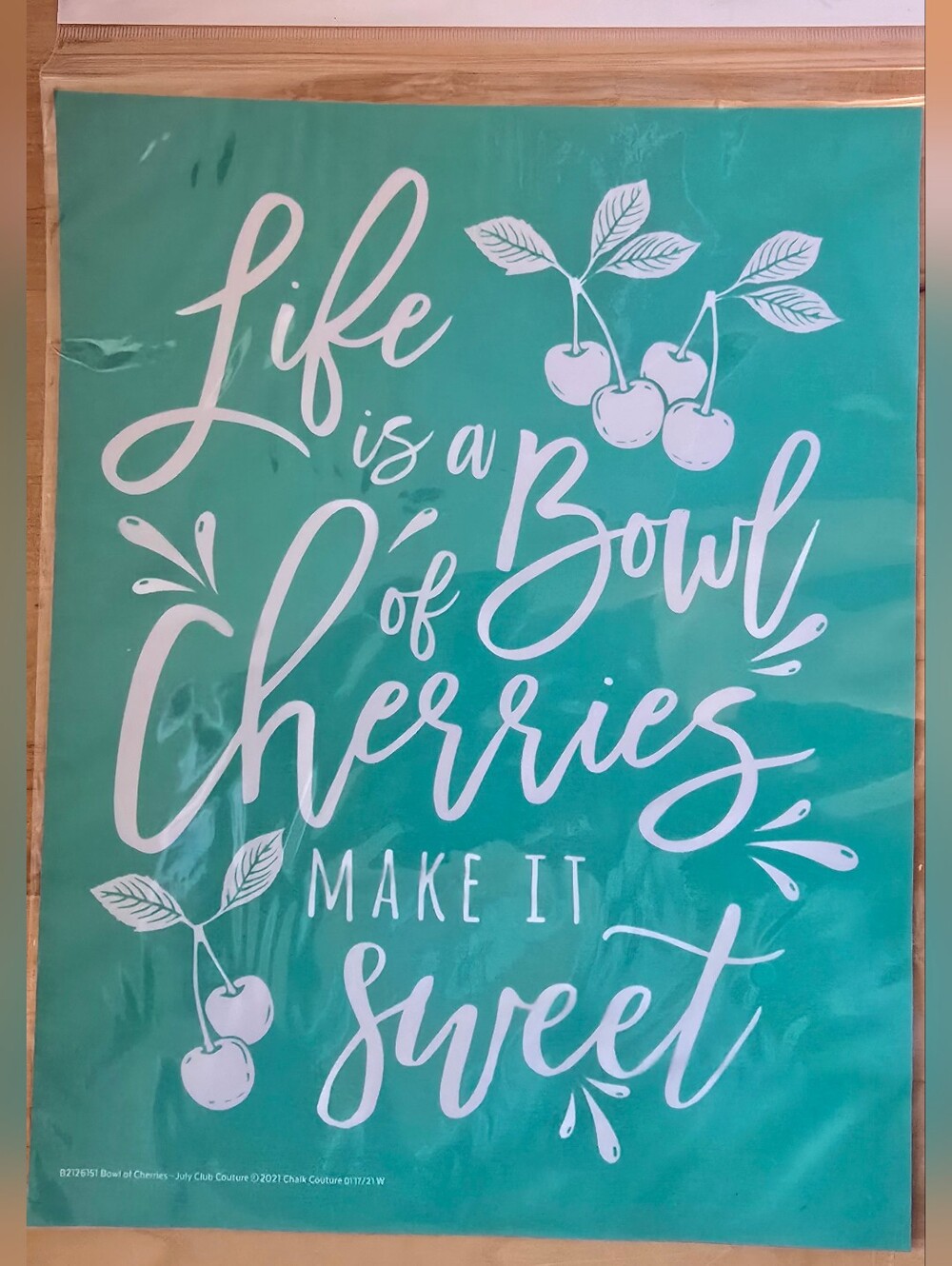 NEW Chalk Couture "Bowl Of Cherries" Reusable Silk Screen Chalk Transfer